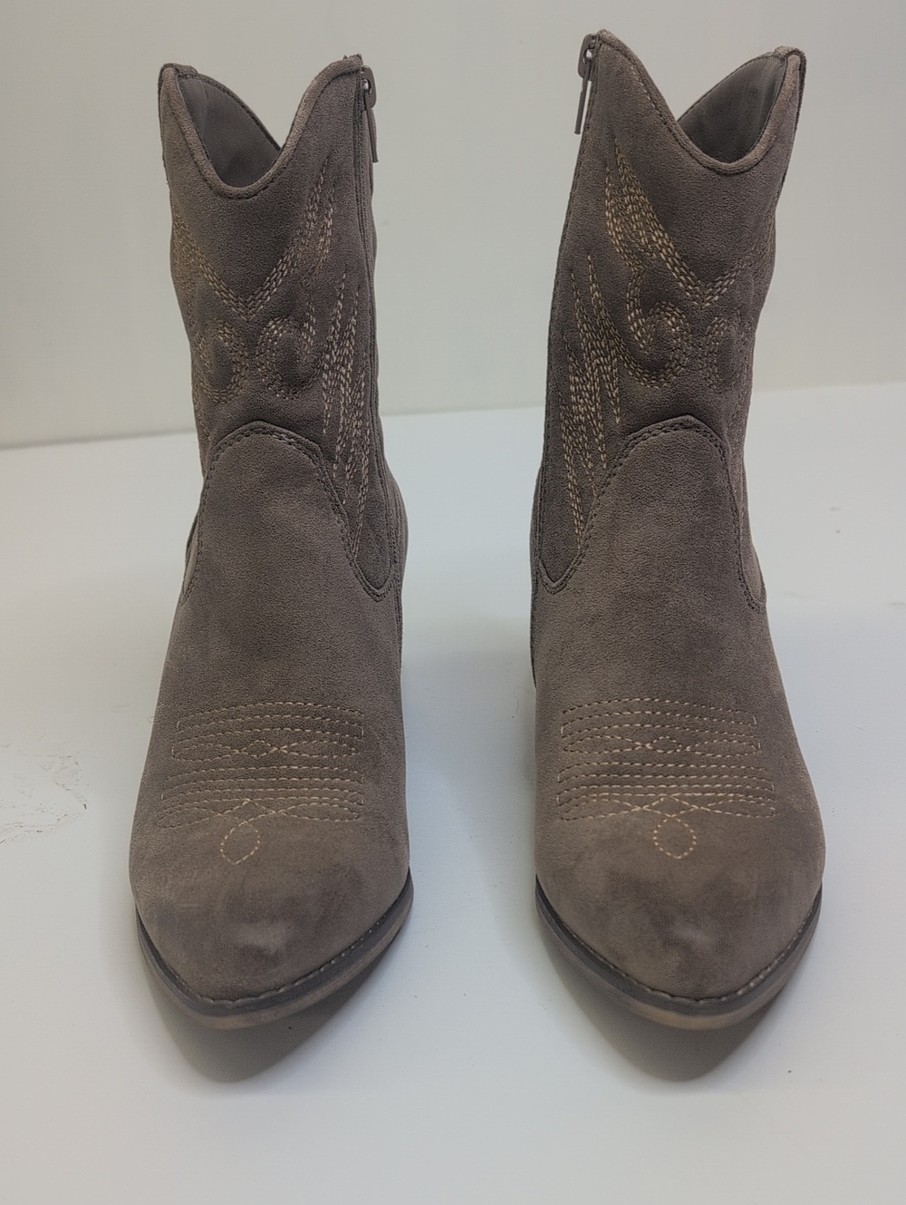 Altar'd State Taupe Suede Western Zip Ankle Boots